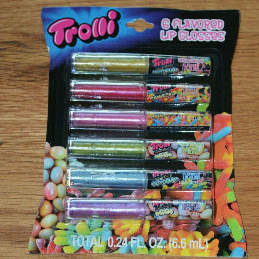 Trolli 6 Flavored Lip Glosses in Sour Candy & Frui